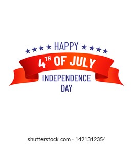 4th of july. USA independence day. Vector banner with red bow