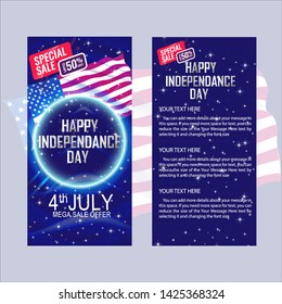 4th Of July USA Independence Day Sale Flyer Design Template For Your Projects.