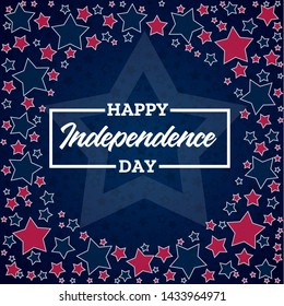4th of July, USA Independence Day Banner on navy star pattern background, Vector illustration for card.
