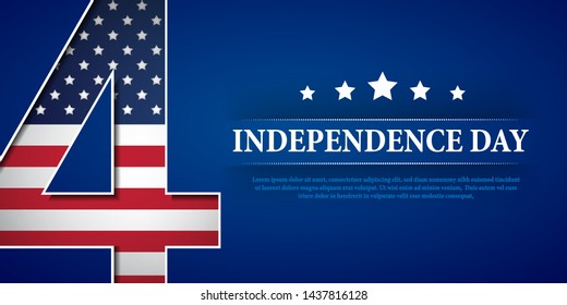 4th of July. USA Independence Day. USA Independence Day banner for sale, discount, advertisement, web etc, Vector illustration.