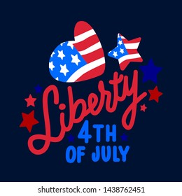 4th of July. USA Independence day. Red and blue vector lettering