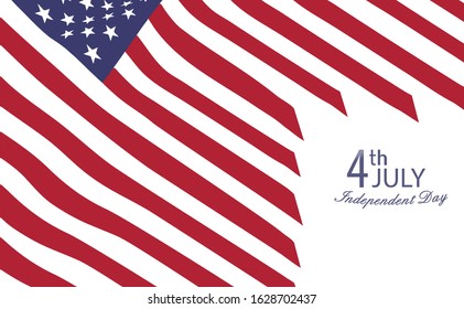 4th of July USA Independence Day with waving flag . Vector illustration.