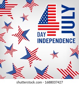 4th July. USA Independence day, patriotic american banner. Festive stars vector background