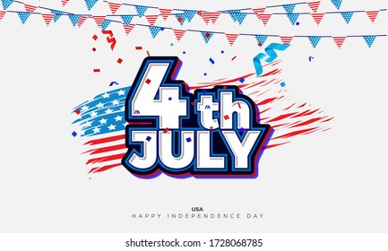 4th of July USA Independence Day Vector Background With Typography Letters and Decoration for banner, poster, advertisement, promotion, brochure, discount, sale