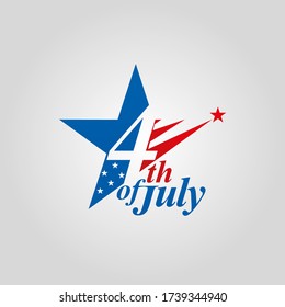 4th of July USA independence day vector concept. USA flag, stars and text elements