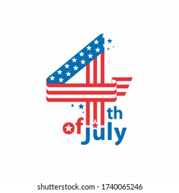 4th of July USA independence day vector concept. USA flag, stars and text elements