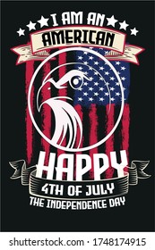4th of July. USA Independence Day.  Vintage design in vector illustration.