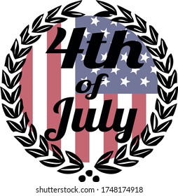 4th of July. USA Independence Day.  Vintage design in vector illustration.