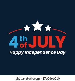 4th of July. USA Independence Day. 4th of July typography illustration. 4 july. 4th of July vector. United States.