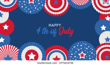 4th of July USA Independence day abstract background. Template for cards, stickers and party invitations. 