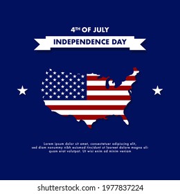 4th of July USA Independence Day. Greeting card, social media post template. Vector illustration design.