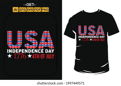 4th of July, USA Independence day. American freedom day t shirt design with flag and stars.