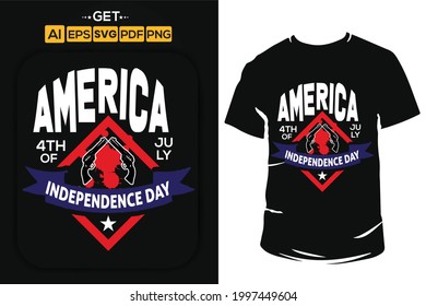 4th of July, USA Independence day. American freedom day t shirt design with flag and stars.
