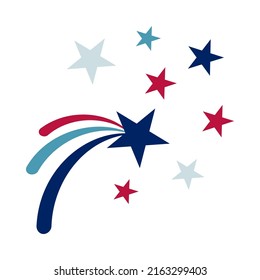 The 4th of July, USA Independence day, Red and Blue, Stars and Stripes, National flag, Freedom colors, Patriot Hearts, Hand drawn vector illustration.