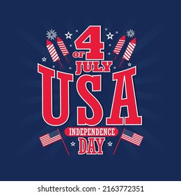  4th of July. Usa Independence day background with us flag premium Vector. National holiday Festive illustration.