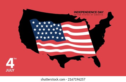 4th JULY USA Independence Day. Greeting card simple vector illustration