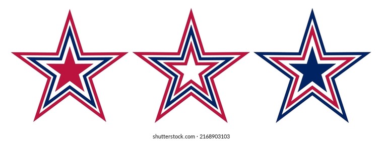 The 4th of July, USA Independence day, Red and Blue, Stars and Stripes, National flag, Freedom colors, Patriot, Hand drawn vector illustration.