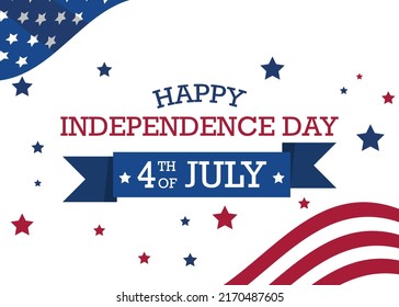 4th july. USA independence day. Vector banner with american flag. Patriotic illustration.