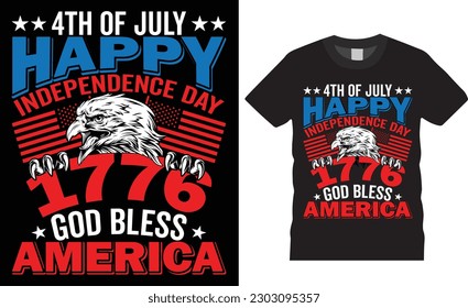 4th of July USA Independence day typography t-shirt Design vector template. happy 4th July USA flag vector shirt Design. American shirts designs ready for print, poster, card, pod.