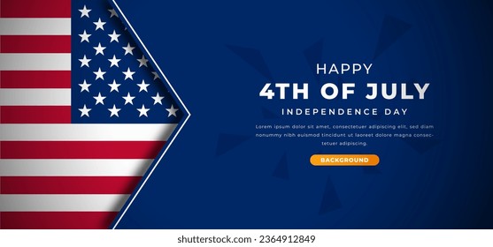 4th of July USA Independence Day Design Paper Cut Shapes Background Illustration for Poster, Banner, Advertising, Greeting Card