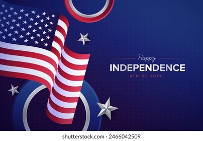 4th of July USA Independence Day design background. Holiday banners, posters, cards, flyers template. Vector illustration.