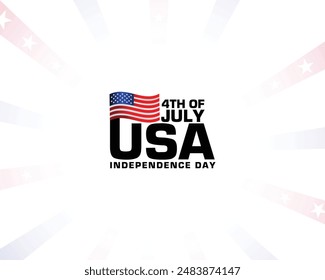 4th of July USA independence Day typography design with a flag on a white background. Lettering Independence Day text design