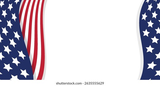 4th july USA Independence day Memorial Day Isolated transparent background Copy space Vector illustration Stars and stripes United States of America Patriotic template Vertical design