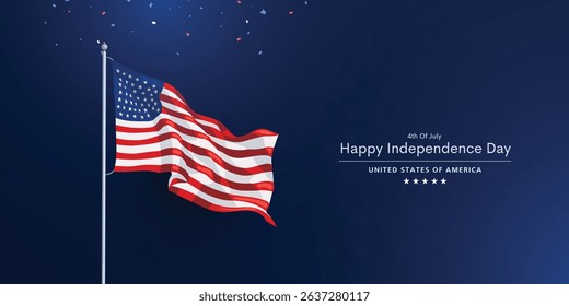 4th of July USA Independence Day background design. Waving flag concept. Vector illustration.