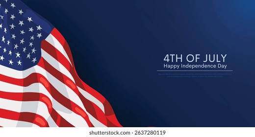 4th of July USA Independence Day background design. Waving flag concept. Vector illustration.