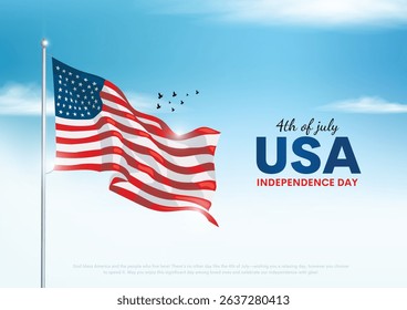 4th of July USA Independence Day background design. Waving flag concept. Vector illustration.