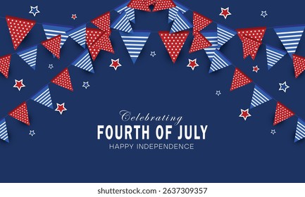 4th of July USA Independence Day celebration background with bunting and star decoration