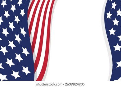 4th july USA Independence day Isolated transparent background Copy space Vector illustration Stars and stripes United States of America Patriotic template for banner card and sale advertising