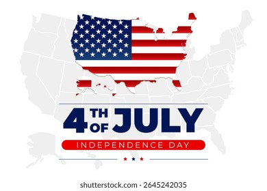 4th of July USA independence day poster with map, for banner, flyer, background, template