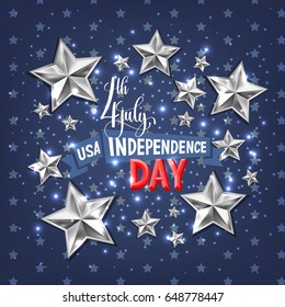 4th july USA independence day greeting card, banner design, vector illustration