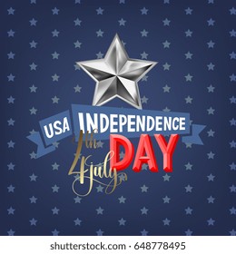 4th july USA independence day greeting card, banner design, vector illustration