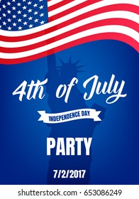 4th of July. USA Independence Day party poster. Fourth of July holiday event banner