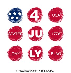 4th of July, USA Independence Day. Vector abstract grunge background with stars and dtripes. Watercolor design concept for greeting card, banner, flyer, poster.