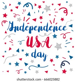4th July USA Independence Day Celebration Banner. National American Greeting. Vector