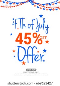 4th Of July USA Independence Day Sale Promotion Background,Poster,Banner,social Media,Marketing Template Design.