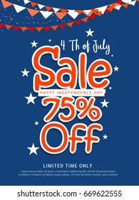 4th Of July USA Independence Day Sale Promotion Background,Poster,Banner,social Media,Marketing Template Design.