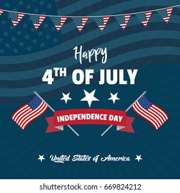 4th of July - USA Independence Day vector illustration. Creative background, banner and greetings design. Fourth of July typography and pattern for print and web.
