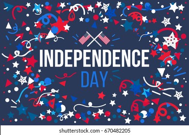 4th July USA Independence Day Celebration Banner. National American Greeting. Vector