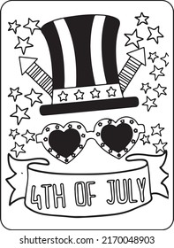 4th of July USA independent day coloring pages for kids