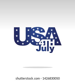 4th of July USA logo blue white isolated sticker icon