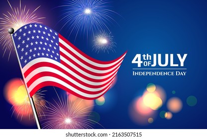 4th of July USA Patriotic background with fireworks 