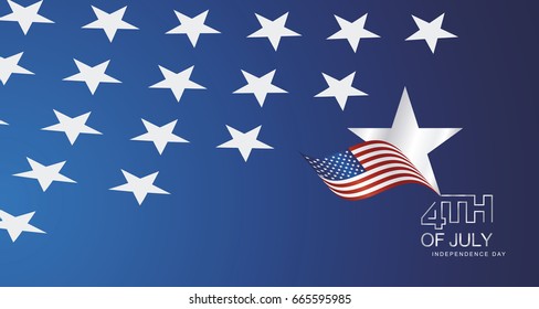 4th July USA star flag ribbon landscape background