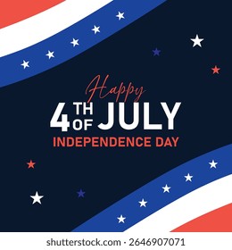 4th of July Vector Background_Independence Day Poster with USA Flag Design_Patriotic American Holiday Illustration for Banners, Flyers Social Media