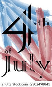 4-th of July vector with big blue and red lines and text