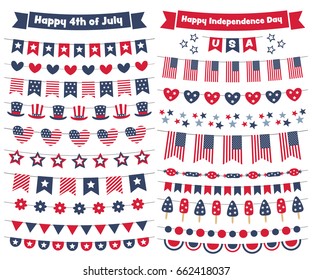 4th of July vector bunting banners set