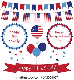 4th of July vector design elements set